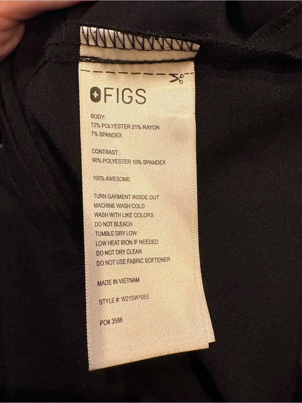 Figs Women Black Technical Collection Scrub Pants Size Large